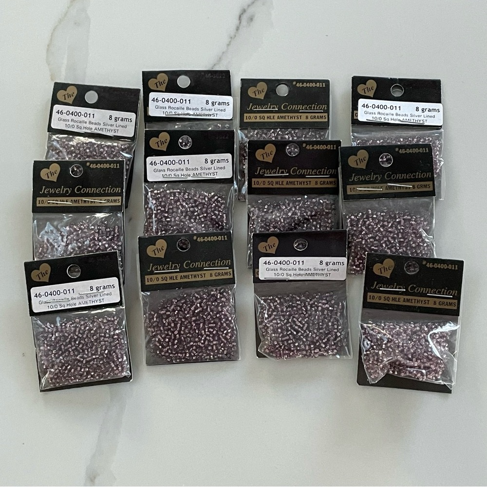 [Lot of 12] Glass Rocaille Beads Silver Lined 10/0 Amethyst Seed Beads (8g)